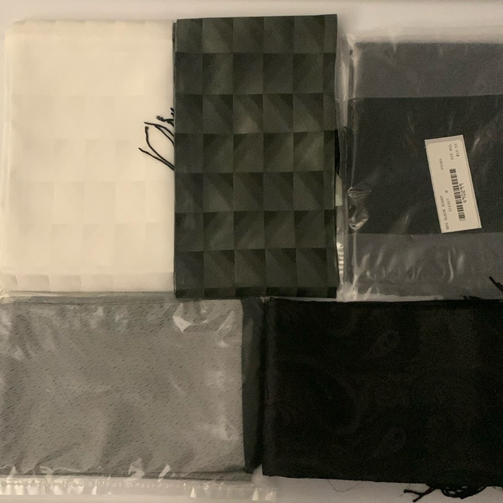 Five dress scarves